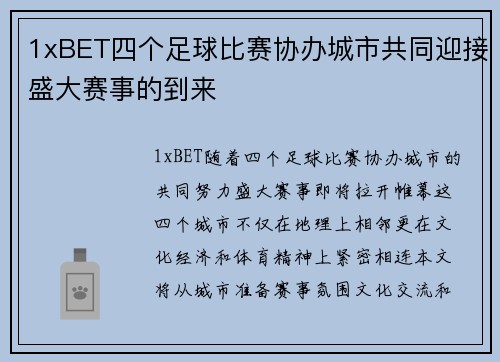 1xBET四个足球比赛协办城市共同迎接盛大赛事的到来